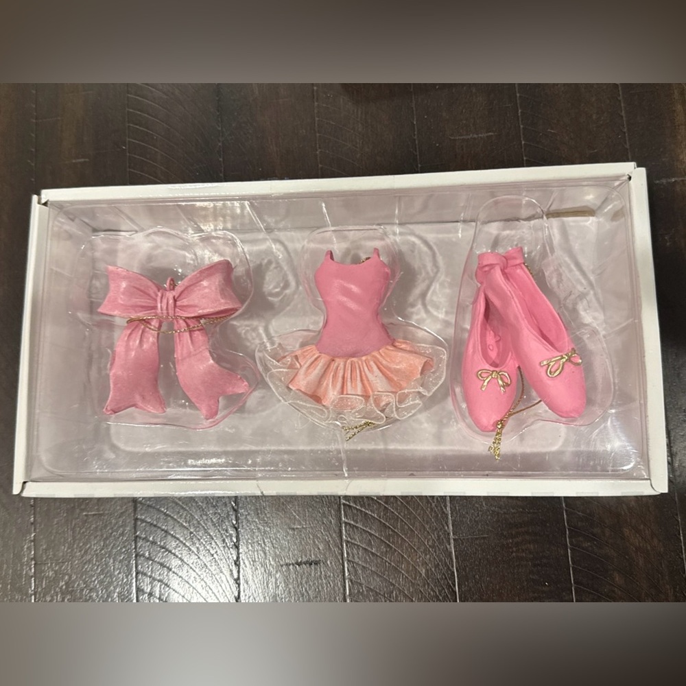 Trio Pink Ballet Ornament Trio Bow, Slipper, Tutu